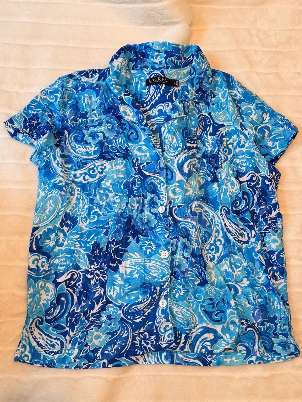Ralph Lauren Blue Paisley Lounge Set - Picture 3 of 4